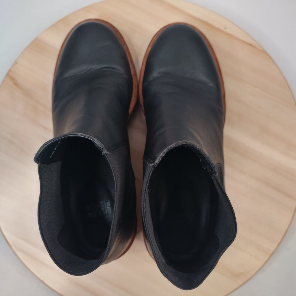 Eileen Fisher Chelsea Wedge Black Leather Ankle Bootie Women US 7 - Picture 8 of 12